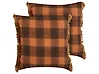 Set med 2 prydnadskuddar BARJA 45 x 45 cm Orange Rutigt tryck