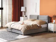 Ottoman Bed BATILLY Velvet Light Grey 160 x 200 cm (EU King Size)_830155