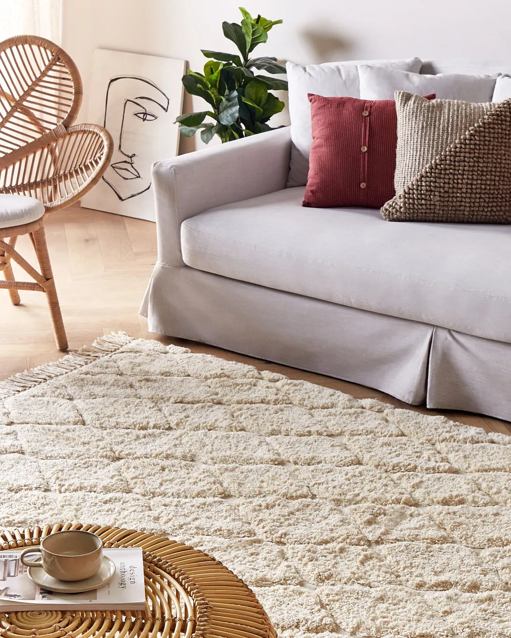 Cotton Area Rug Beige SILCHAR Various Sizes