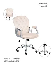 Skrivbordsstol PRINCESS Sammet Beige_1036993