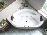 Corner Hot Tub with LED MEVES 1400 x 1400 mm White_870351