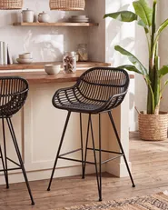 Set of 2 Bar Chairs TERRELL Rattan Black_1072288