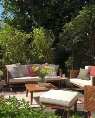 Garden Lounge Set with Table and Ottoman 6 Seater BARATTI Acacia Wood Brown_969488