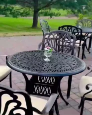 Set of 4 Garden Chairs with Cushions ANCONA Metal Dark Brown_884302