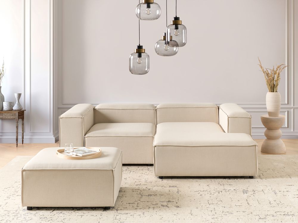 Modulär hörnsoffa 2-sits ARDAL med fotpall Beige Vänstervänd