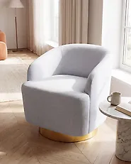 Swivel Armchair LAVIK Fabric Light Grey_1174632