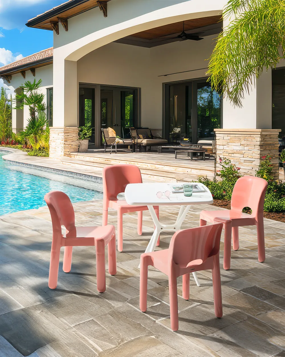 Set of 4 Garden Chairs BETIM Coral