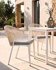 Sett med 2 hagestoler med puter PARANEA Metall Off white_1179671