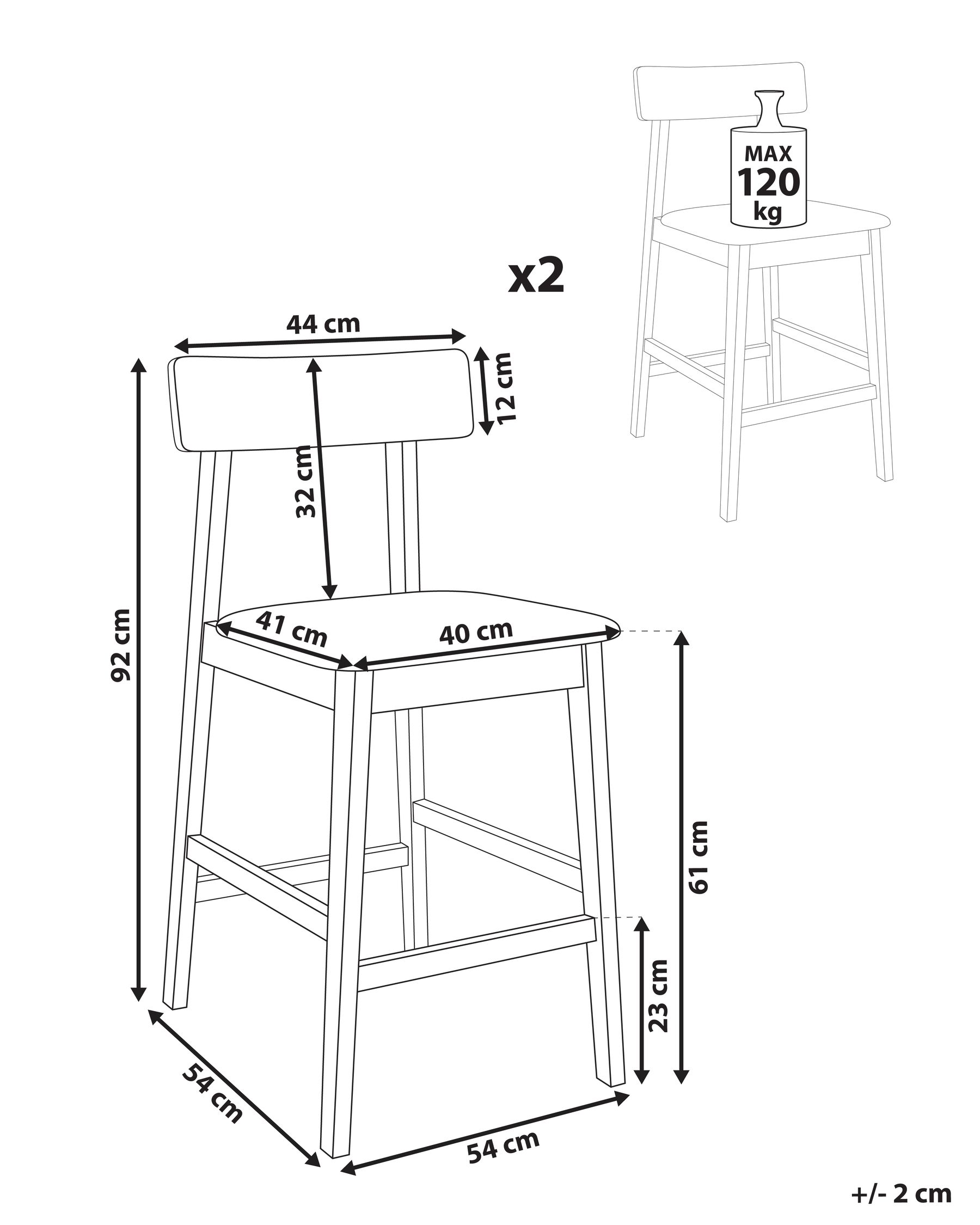 Set of 2 Bar Chairs ISANTI Wood Black/ Grey_945375
