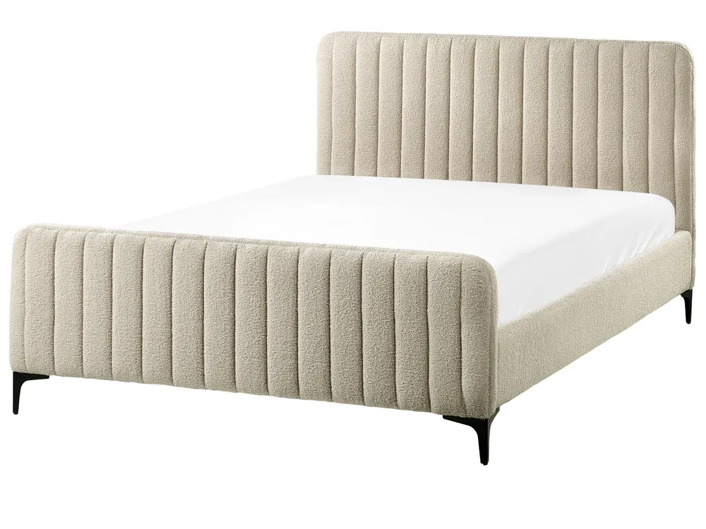 Bed Boucle LUNAN 140 x 200 cm (EU Double) Beige_1023525