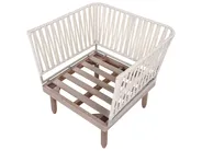 Garden Lounge Set with Table 4 Seater CREMONA Acacia Wood Brown/ Grey Left Hand_1099487