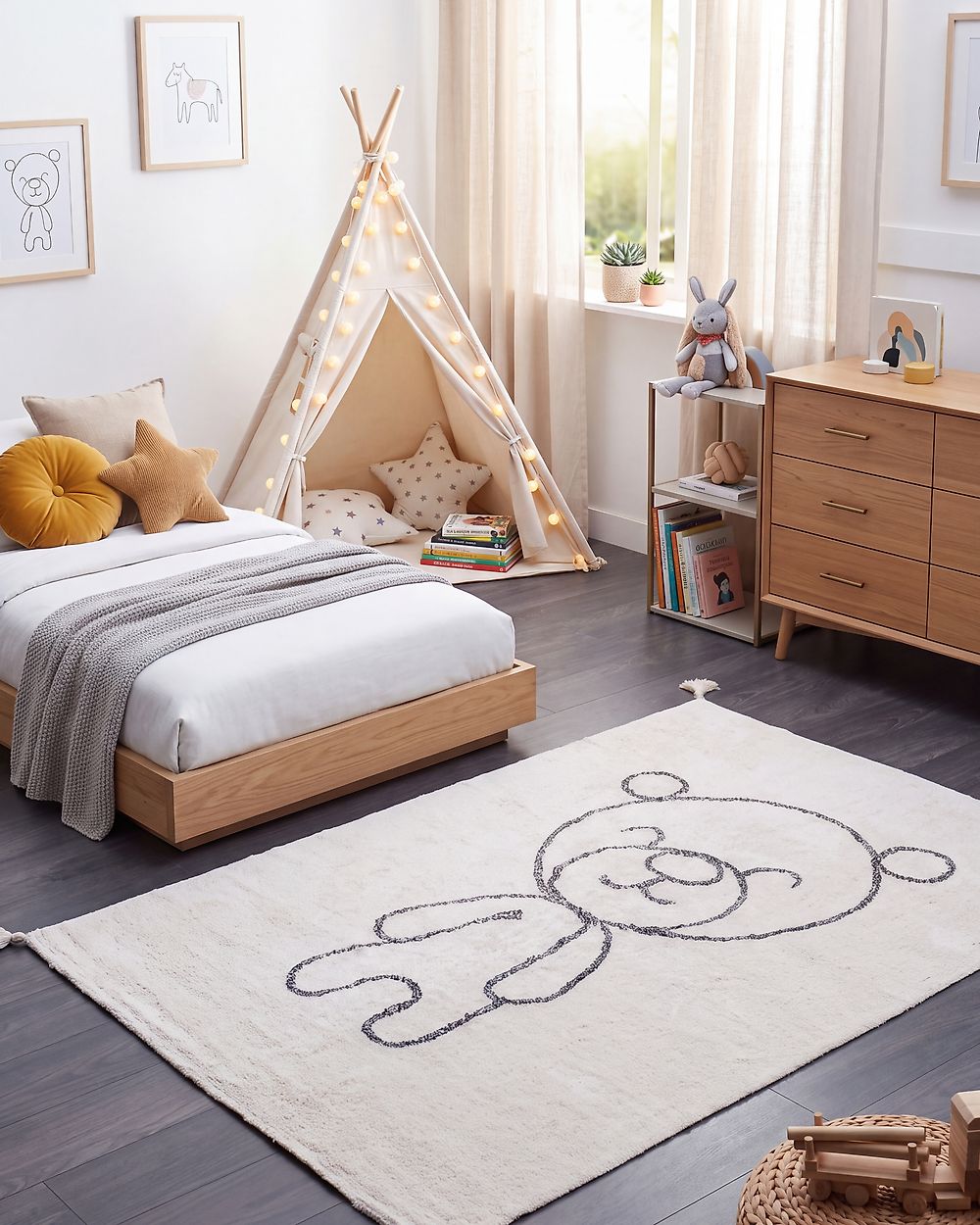 Kids Rug ZORAKAN Light Beige 140 x 200 cm Cotton