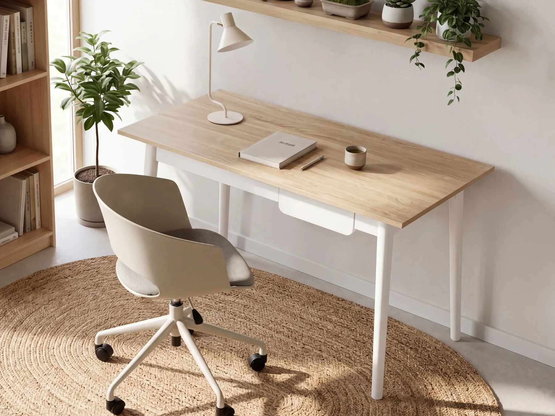 Home Office Desk VITRION 120 cm 60 cm Light Brown/ White_1067922