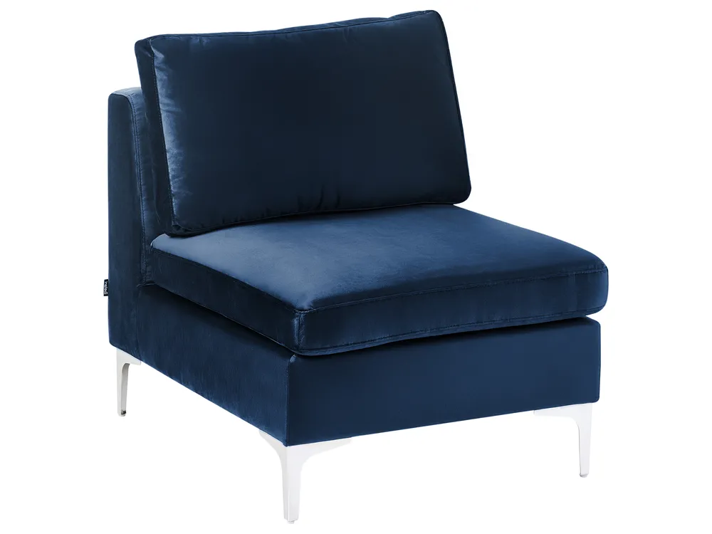 Modular Corner Sofa 4 Seater EVJA with Ottoman Velvet Navy Blue Left Hand_859938