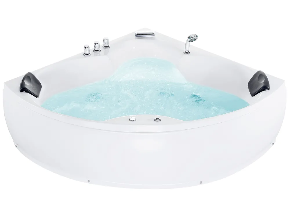 Corner Hot Tub with LED SENADO 2050 x 1500 mm White