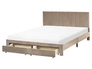 Bed with Storage Drawers LONZAC Velvet Taupe 160 x 200 cm (EU King Size)_1014840