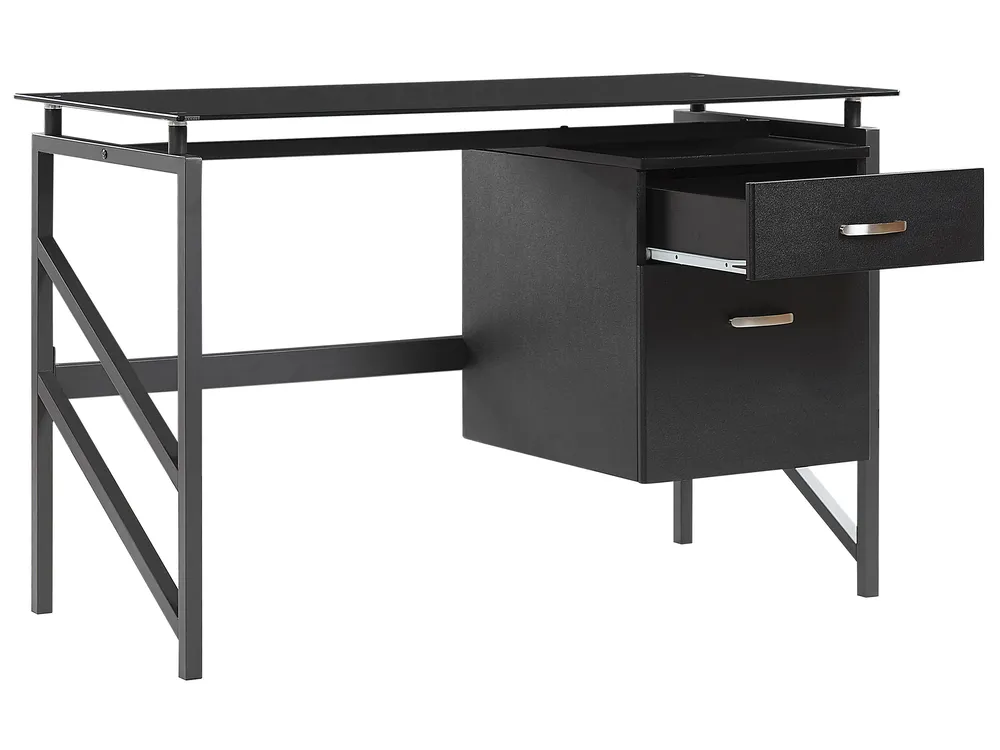 Skrivbord MORITON 117 cm 57 cm med förvaring Svart_782270