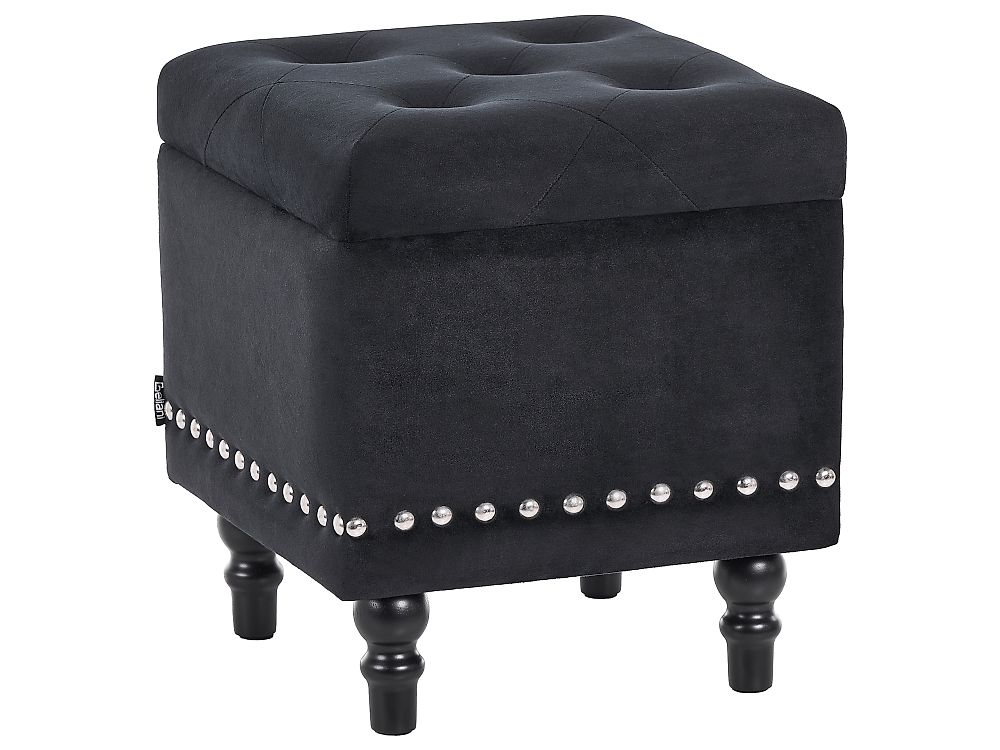 Storage Pouffe LORETTO Velvet Black