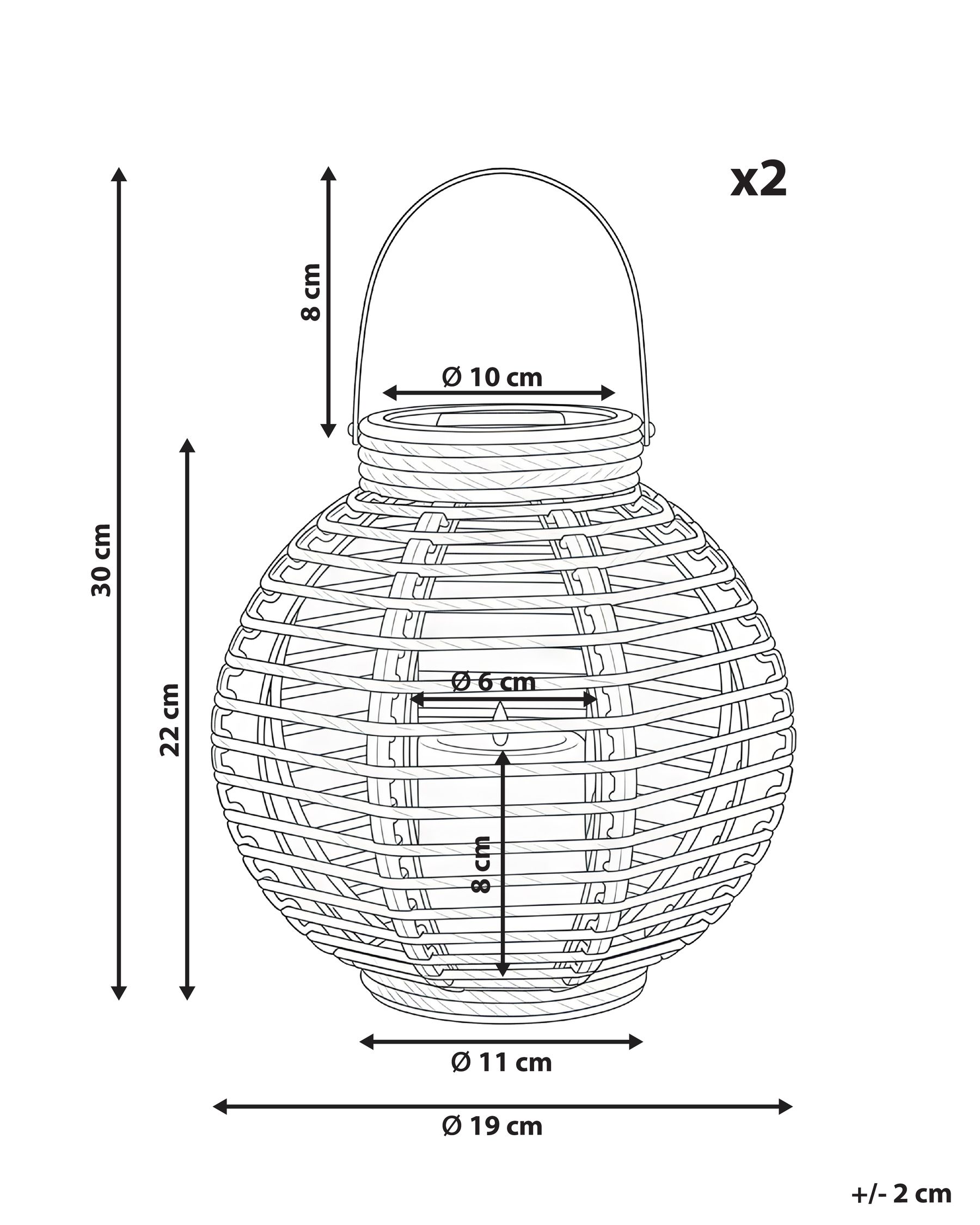 Set of 2 Solar Powered Lanterns SEBU 30 cm Natural_1042008