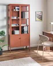 Glass Display Cabinet OXTED 80 cm Metal Golden Brown_1069033