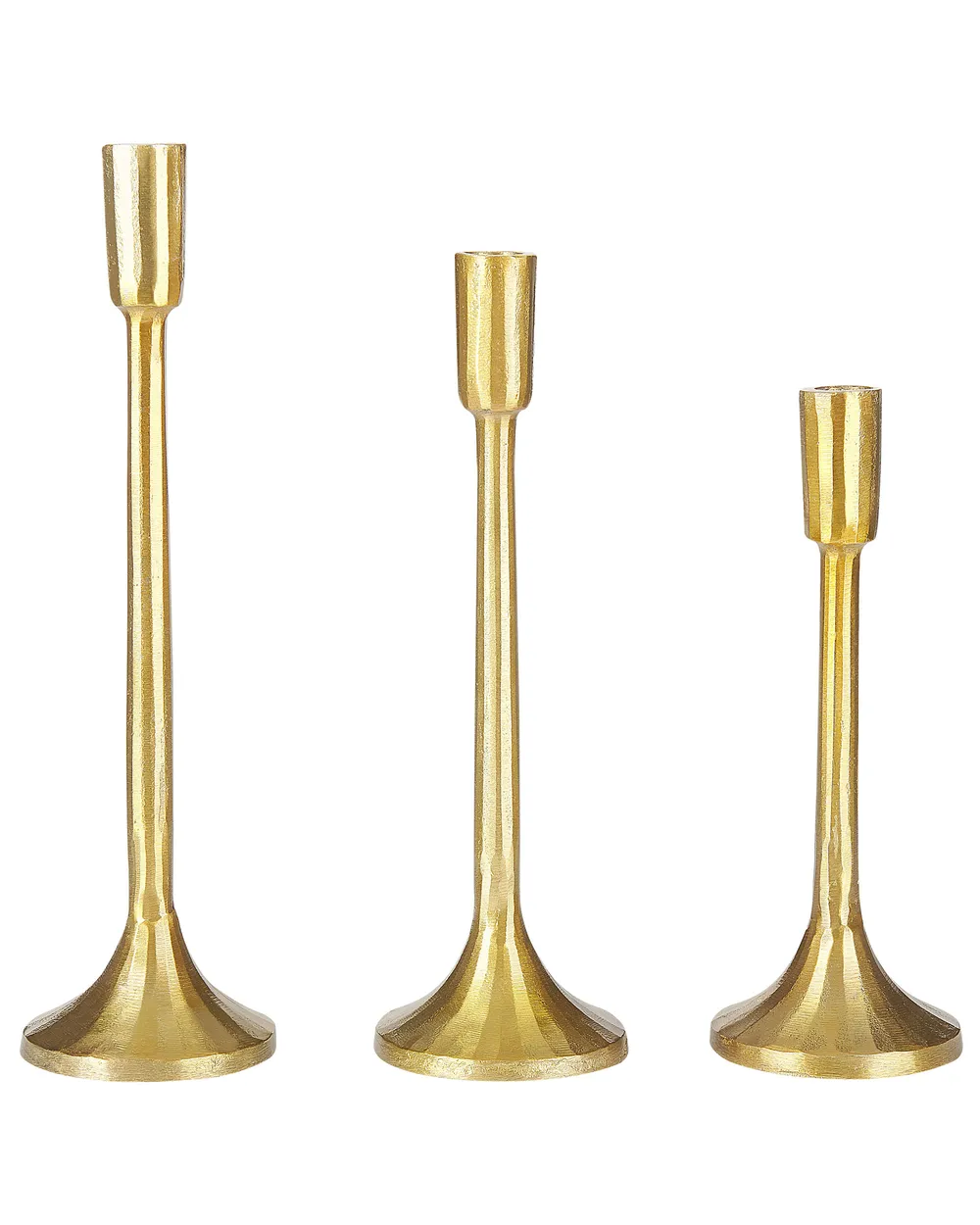 Set of 3 Candle Holders ZIMBABWE 36 cm Metal Gold