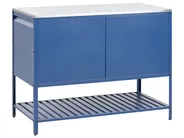 2 Piece Outdoor Kitchen Set with Bar Table MAENZA Blue Metal_1044910