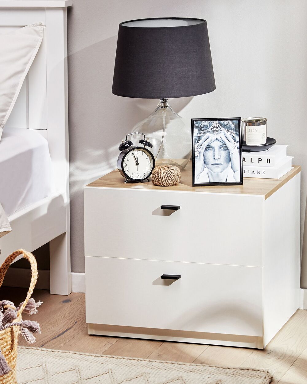 2 Drawer Bedside Table EDISON White