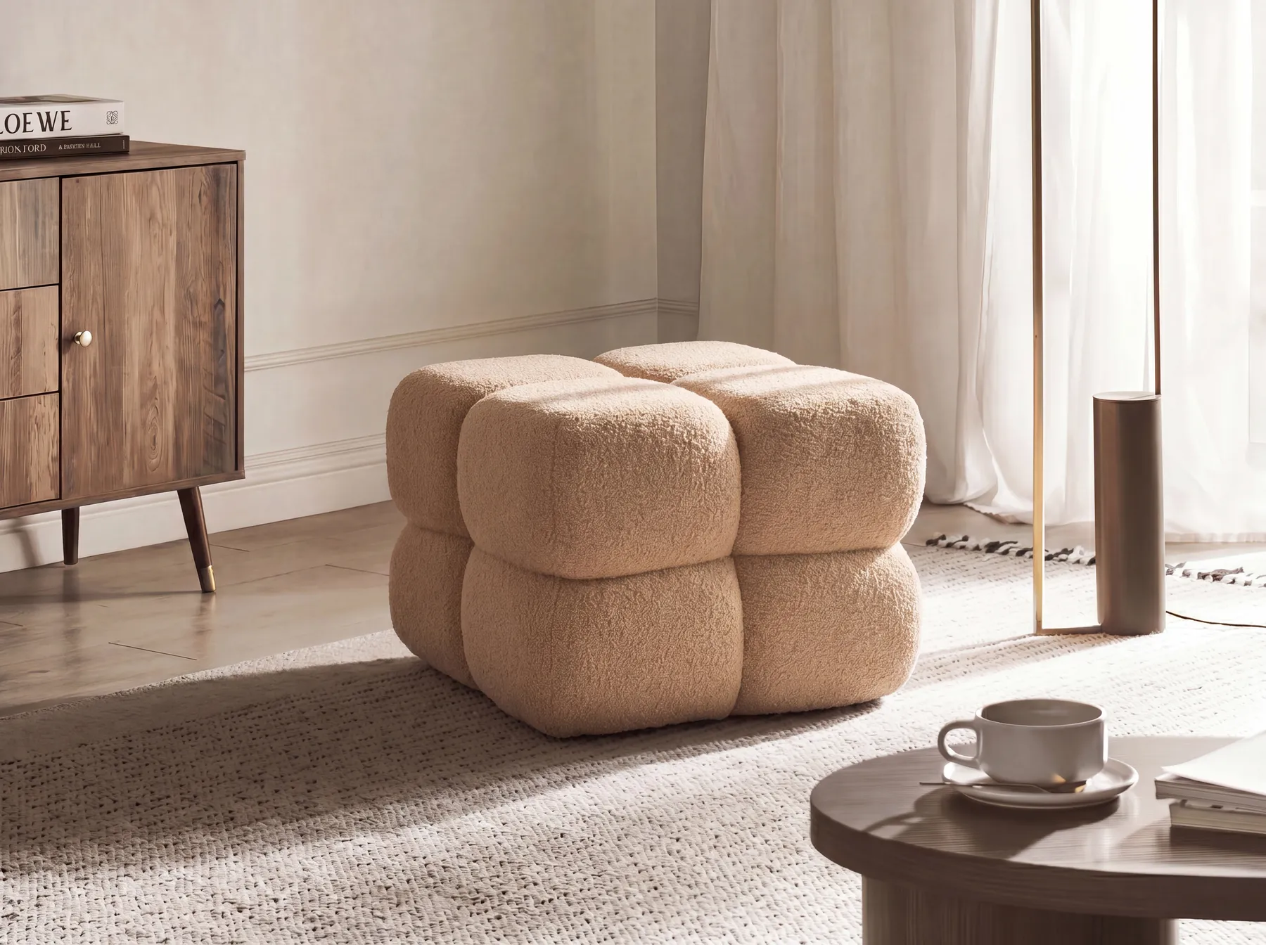 Pouffe CALIENTE Boucle Beige_1069770