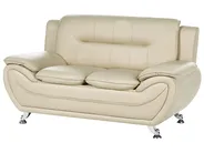 Living Room Set 6 Seater LEIRA Faux Leather Beige_1058766