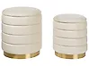 Set of 2 Storage Pouffes GARLAND Velvet Light Beige