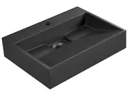 Vägghängt tvättställ QUENKO 50 x 38 cm Mineralmarmor Svart_981268