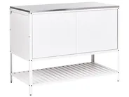2 Piece Outdoor Kitchen Set with Bar Table MAENZA White Metal_1045063