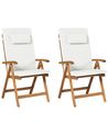 Set med 2 stolar med dynor JAVA PREMIUM Akaciaträ Off-White