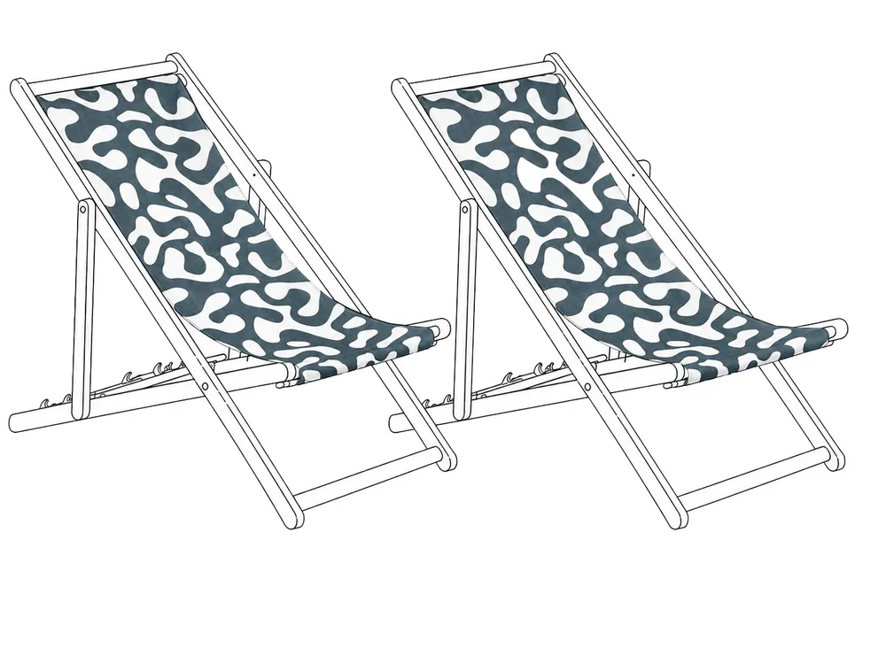Set of 2 Sun Lounger Replacement Fabrics ANZIO/AVELLINO 113 x 44 cm Black