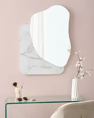 Wall Mirror ARVERT 60 cm 80 cm White Marble_1003395