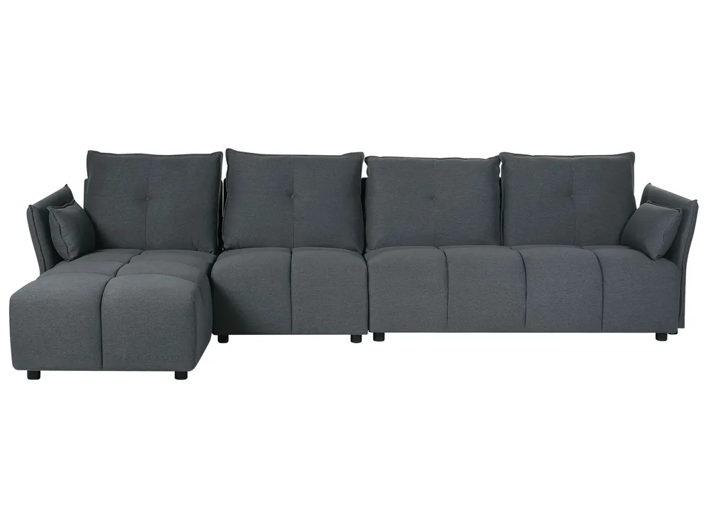 Corner Sofa 4 Seater TOMRA Fabric Graphite Grey Right Hand
