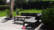 Garden Corner Sofa with Table 5 Seater MESSINA Metal Green Left Hand_896469