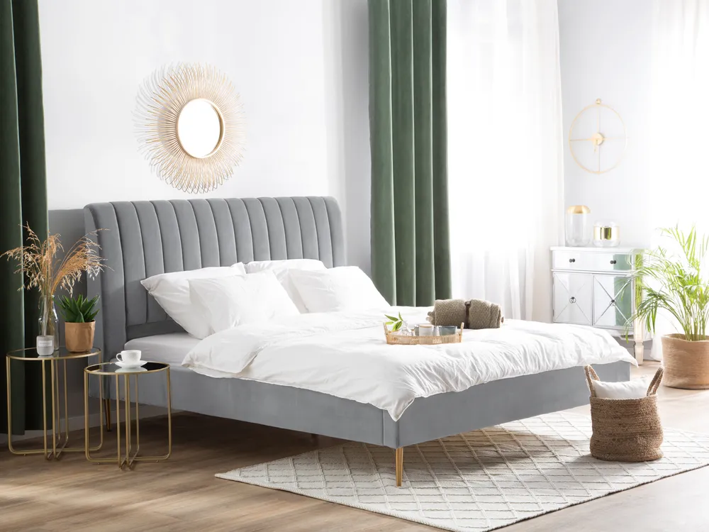 Bed Velvet MARVILLE 180 x 200 cm (EU Super King) Grey