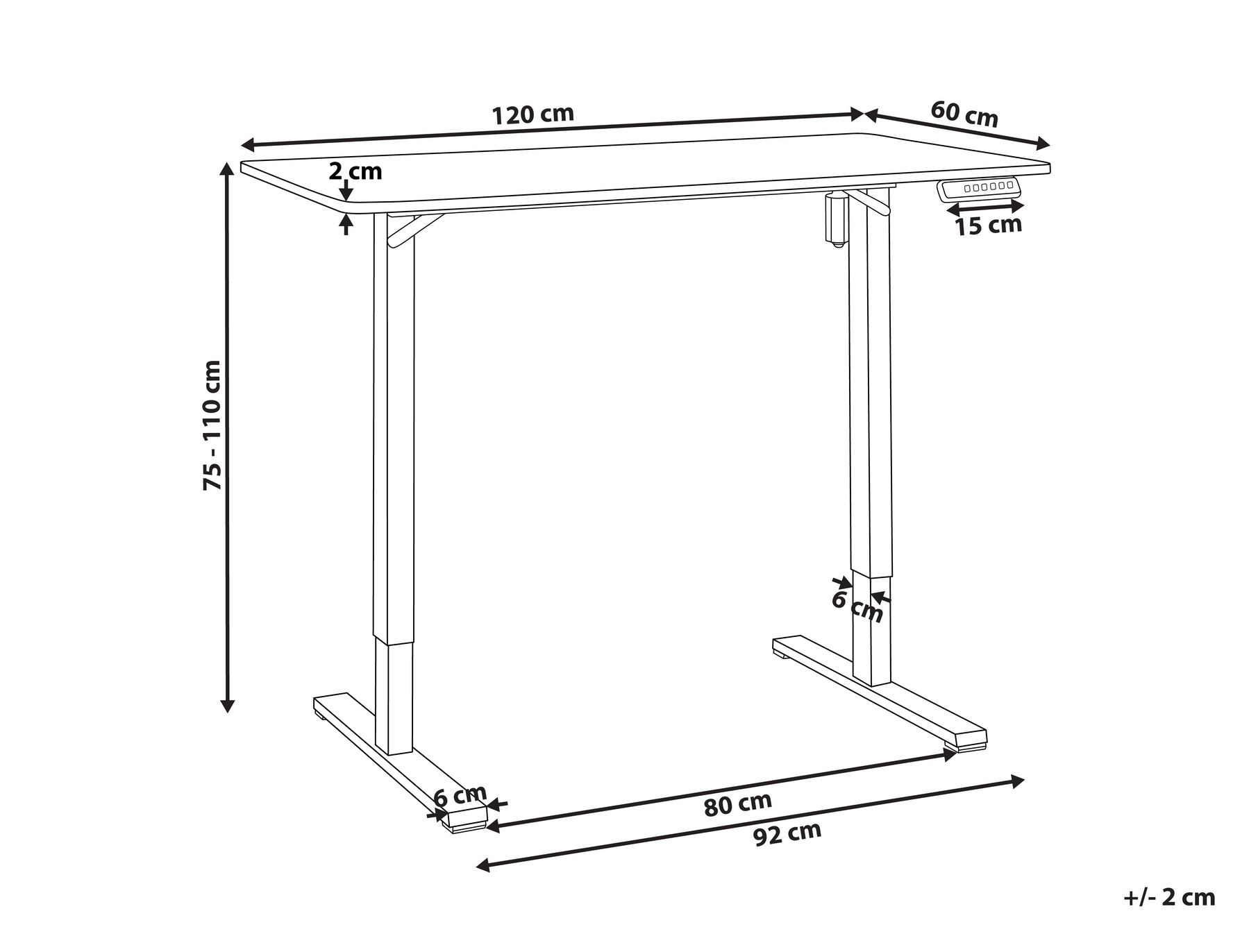 Työpöytä sähkösäädettävä TAVARES 120 cm 60 cm Valkoinen_975816