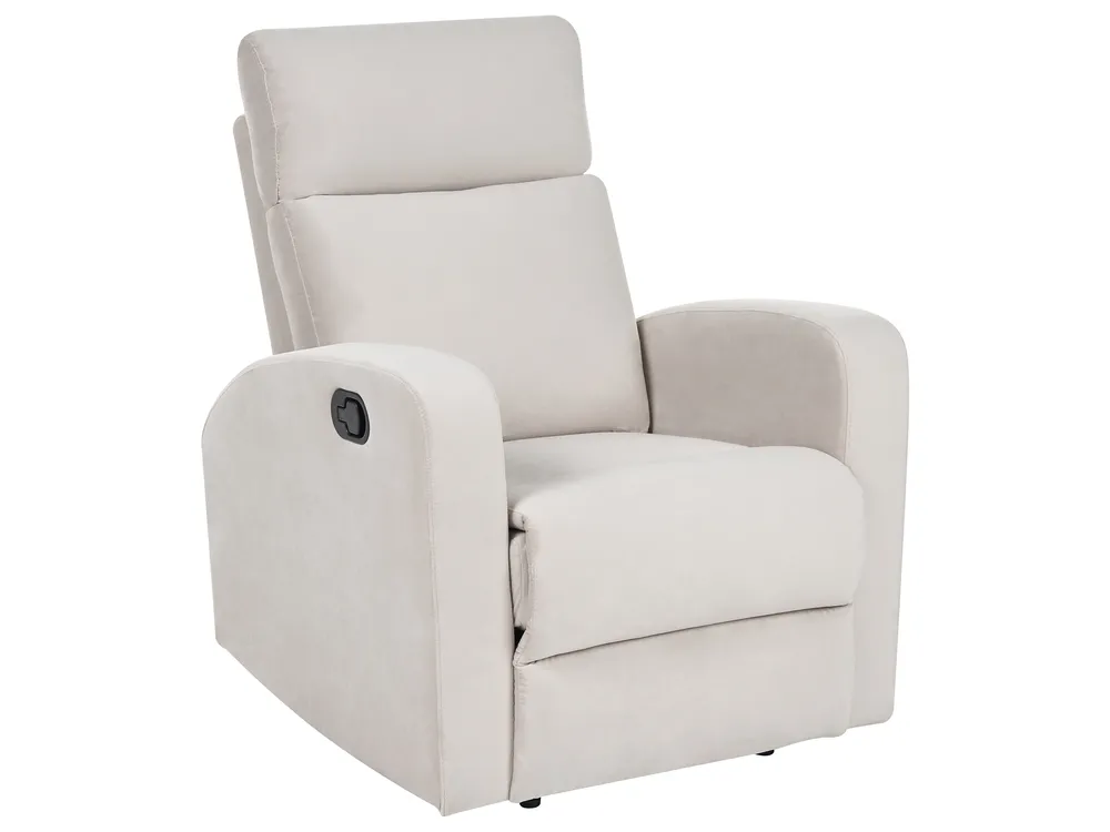 Manual Recliner Living Room Set 3 Seater VERDAL Velvet Beige_1081156