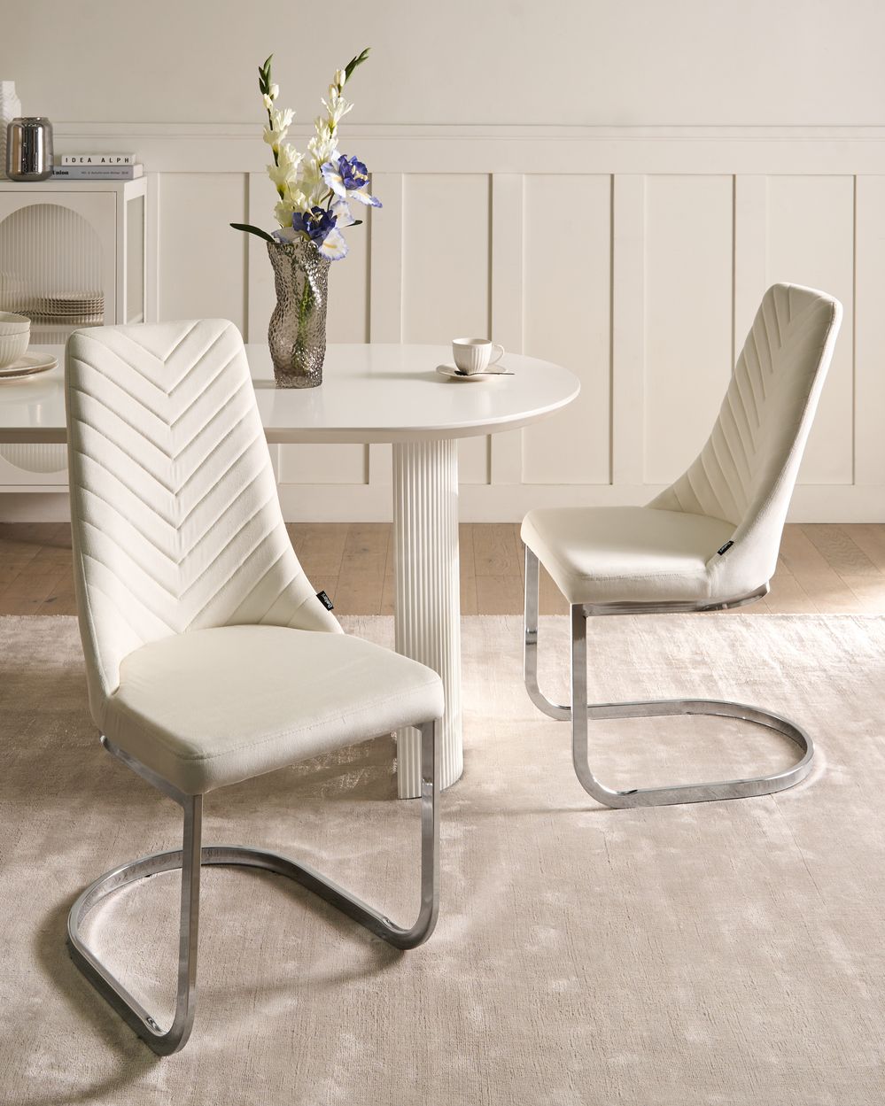 Set of 2 Dining Chairs ALTOONA Velvet Off-White