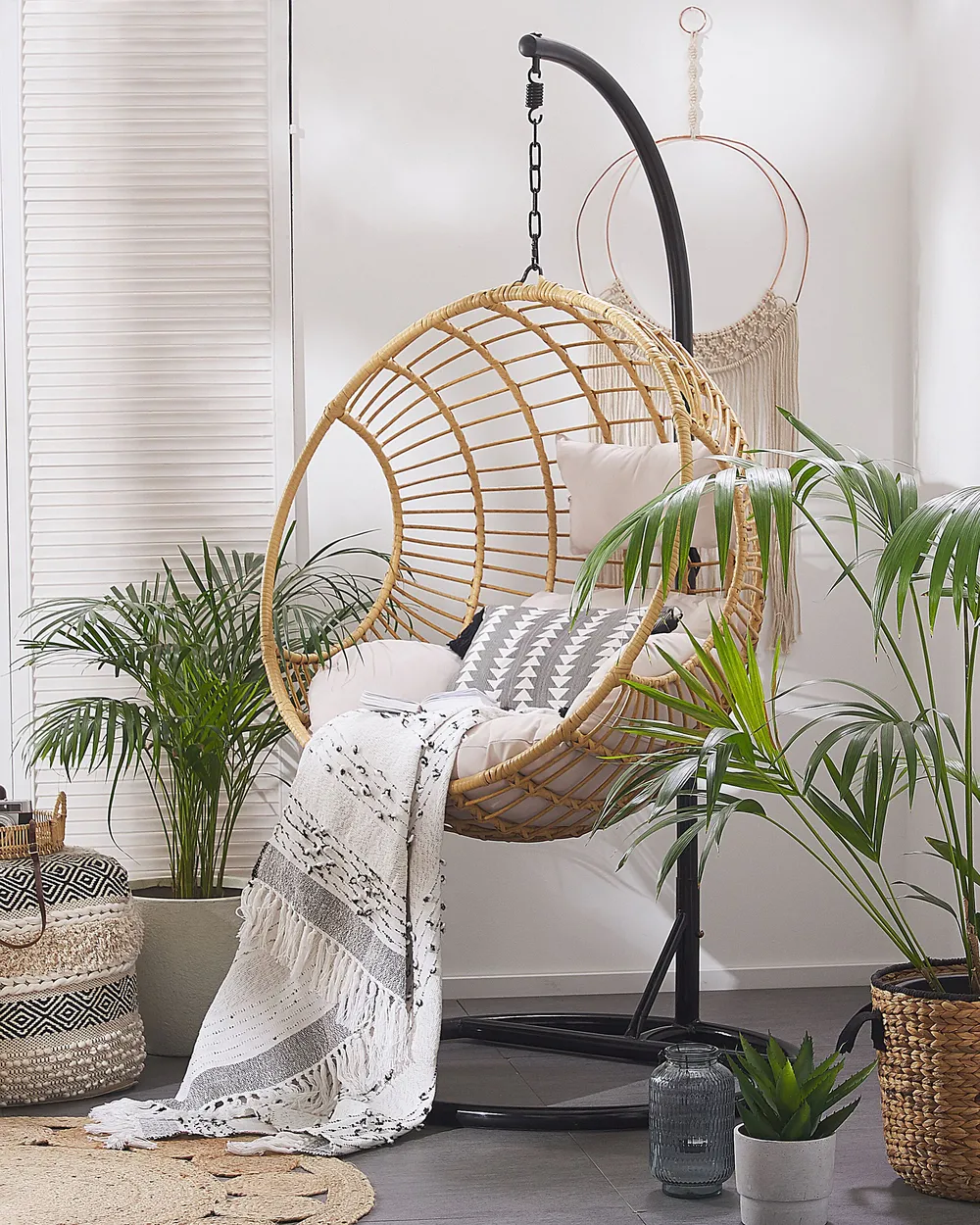 Hanging Chair with Stand ASPIO PE Rattan Natural_763699