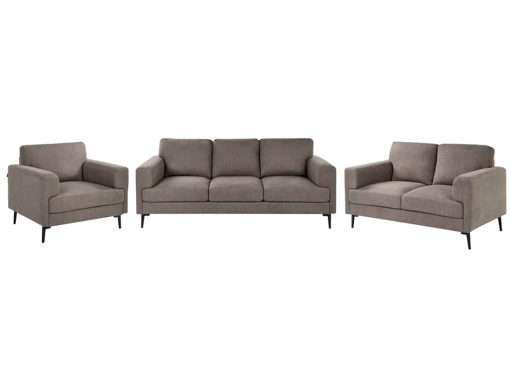 Living Room Set 6 Seater LOUSTO Fabric Brown