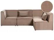 Modular Corner Sofa 4 Seater LEMVIG Corduroy Dark Beige Left Hand_1053374