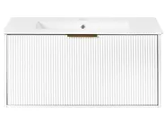 Wall Mounted Vanity Unit with Basin with Gold Handle TILCARA White_1006025