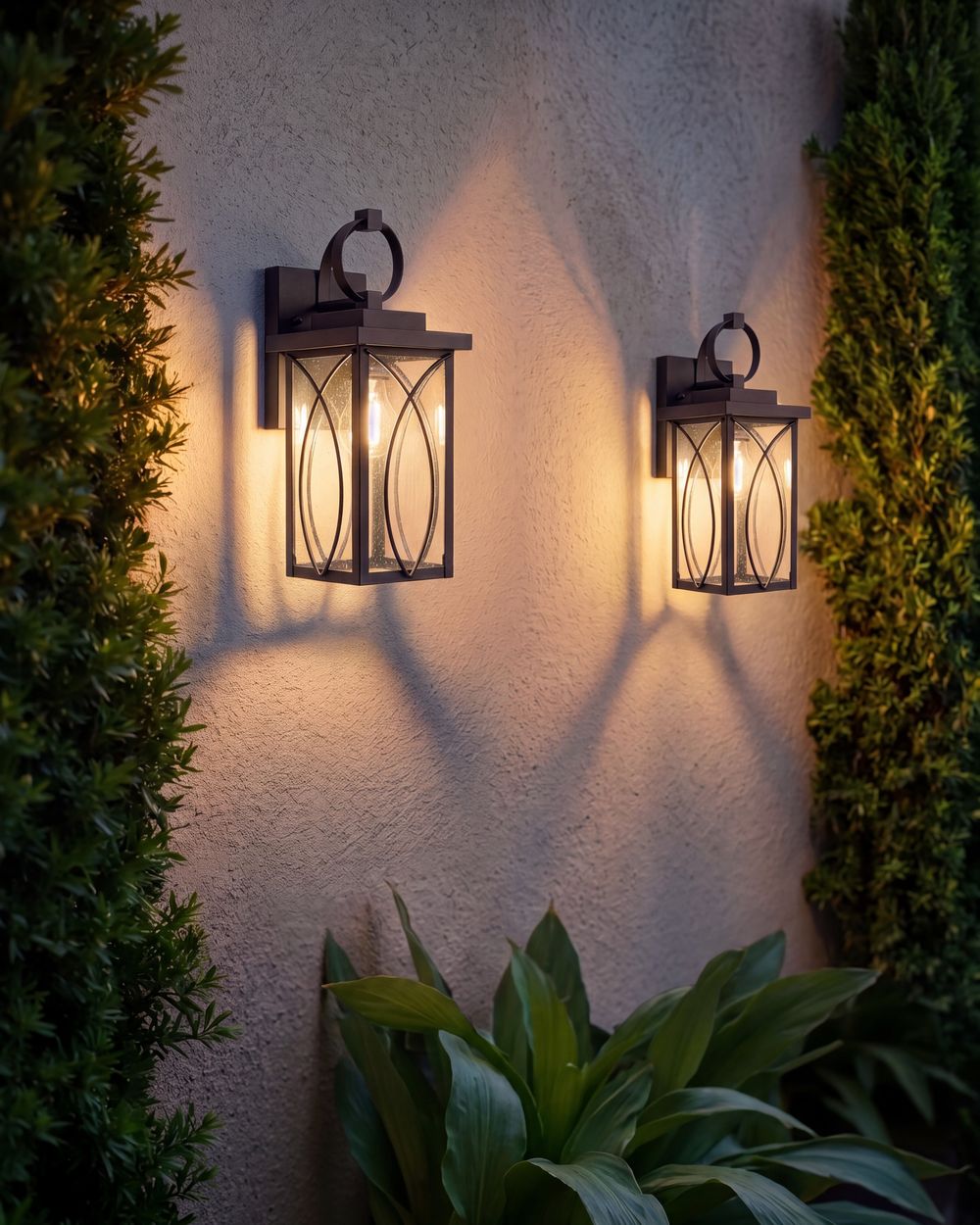 Set of 2 Outdoor Wall Lights BUZAU Black