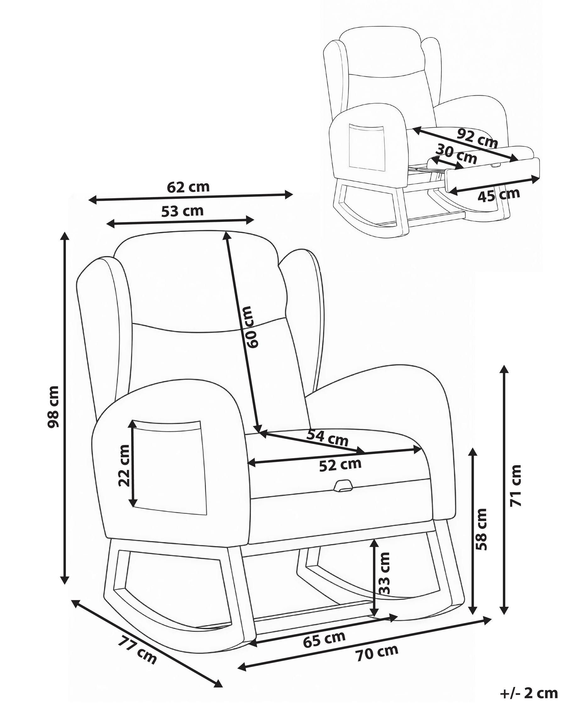 Rocking Chair HASLEV  with Footrest Boucle Off-White_1072214