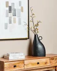 Decorative Vase NARBADA 36 cm Metal Black_917252