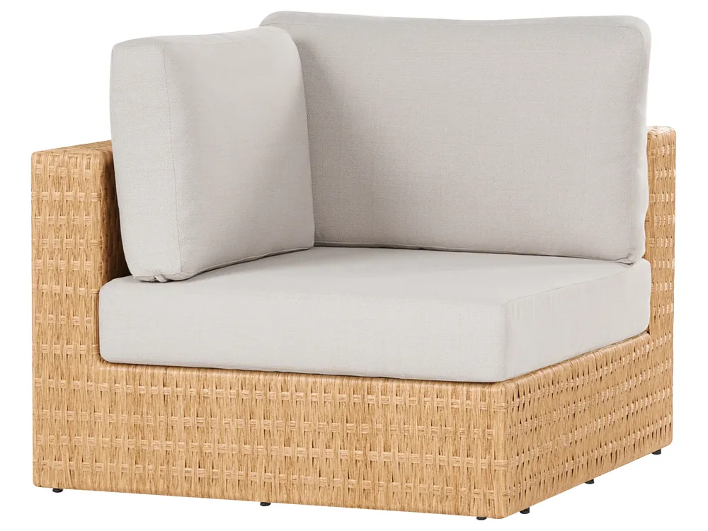 Garden Corner Sofa with Table 4 Seater OLIVERI PE Rattan Beige Left Hand_1073689
