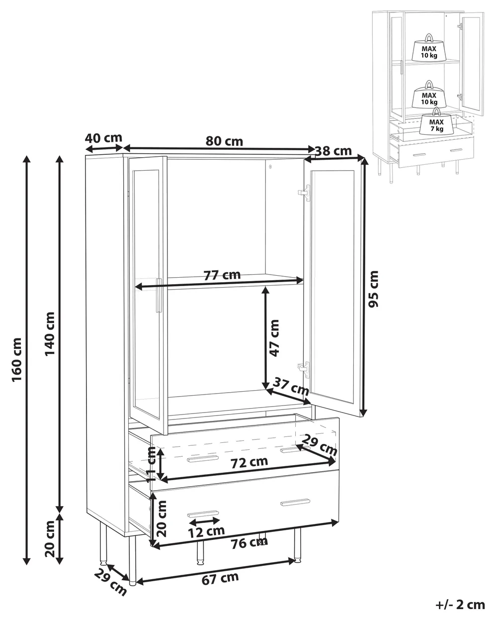 Vitriini MILORA 80 cm Valkoinen_979544